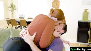 Hawt redhead Lauren Phillips shows her sister's chap exactly what it means to have an open family