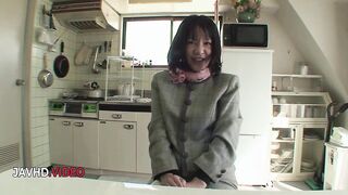 Older Kiyoe Majima Pleasures Her Unshaved Cunt with a Dildo