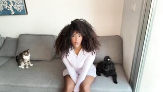 freaky poses during daybed yoga by a twenty one yo black bitch