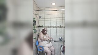 Large Girl Nurse Vicki Taking a Mud Treatment in My Shower!