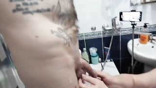 Mother-In-Law Shaves My Knob and Balls in The Bath and Then Jerks Off to A Ejaculation