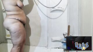 Chunky big beautiful woman Lalin Girl Riding Cowgirl Shaggy on back open legs creampie