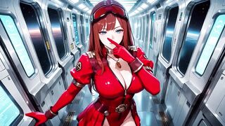 Red-haired Commander! Intimate Moments in the Sci-fi Ship Cockpit