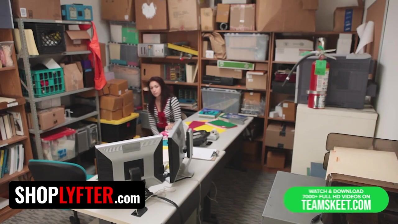 Shoplyfter Redhead Hottie Naiomi Mae Detained for Stealing Gets What That babe Merits in the Backroom