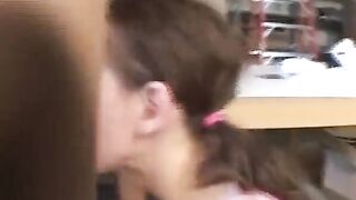 Slutty Brunette hair Sucks Eagerly and Gets Hard Fingered