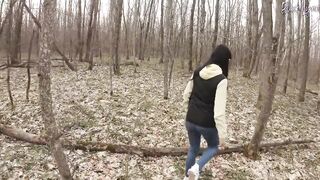 A Walk for Snowdrop Flowers Ended with a Oral sex in the Midst of the Forest - Ebony Lynn