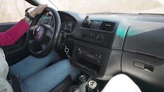 Public Fellatio Turn by Turn During the Car Travel
