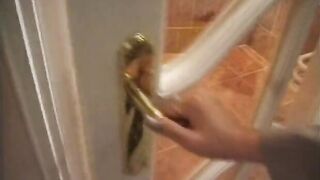 This babe Enticed His Ally Whilst This chab Was Taking a Washroom and Then This babe Suck a Large Jock of His Ally