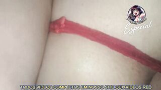 Screwing the married woman's butt hard in front of her spouse (complete amateur anal with the cuckold's wife) finished by cumming inside the whore's cunt out of a cock-sock!