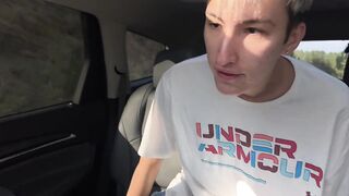We picked up a cute twink on the road and had a three-some.