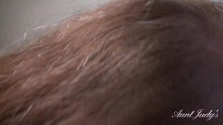 AuntJudys - Your Breasty 61yo GILF Stepmom Maggie Jacks u off & Sucks your Wang (POV)