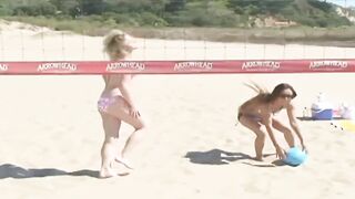 Beach Beauties Back Home - Four Women Licking and Toying on the Pink Couch