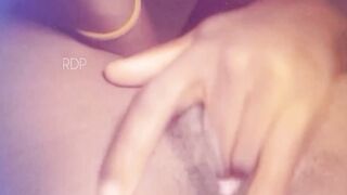 Skinny Afro Baddie Squirting Over Her Vagina Whilst Masturbating on Her Intimate Time