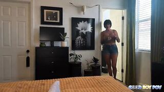 WONDERFUL MALE POV - My cheerful cougar girlfriend sucks me off in couch in advance of her night out with the gals