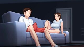 Debbie gives Anon's giant monster shlong a surprise footjob - summertime saga gameplay