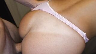 I banged a curly wife in the kitchen, large cum on her back