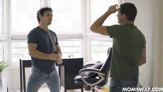 Swapping Needy Guys: Breasty Stepmoms Syren De Mer & Karen Fisher Trade Stepsons for Doggy style Facials and Cunt Licking