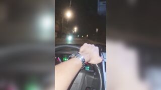 POV: Brunette hair, lost on the road, sucks my rod after getting on
