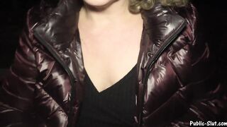 Dogging bitch Jessica creampied by strangers on a park bench