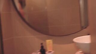 Breasty woman looks for her roommate and stumbles upon a giant weenie