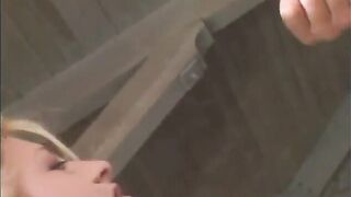 Golden-haired teen takes 2 rods in her vagina at one time