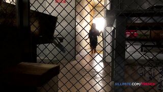 French meter maid gets screwed by two lads in a warehouse