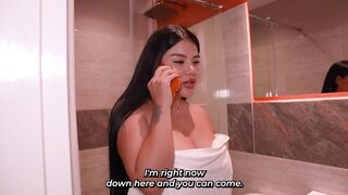 This babe's looking for the massive dude in the building to assist her fix her broken shower.