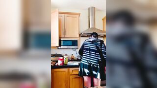 Topless Trans Bimbo mother I'd like to fuck Makes Chow Mein
