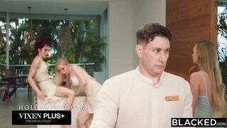 BLACKED Breathtaking Golden-haired Lily Blossom Banged By 5 Giant Ebony Ramrods In 1st Team fuck