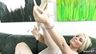 Golden-haired mother I'd like to fuck with Large Bazookas and Round Booty get 1st Interracial Anal Sex by Large Ebony Dong