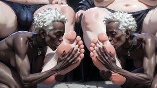Ebony Cutie Licking Royal Feet - King and Queen Foot Domination
