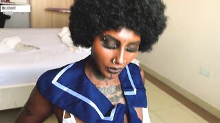 Halloween: Tiny Black Step Sister Seduces Her Step Brother with Her Slimthick Booty - Billionaire Dream