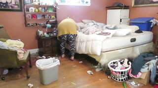 Clean up my room clothed then topless