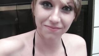 Amateur Washroom Selfie - Pink Pants and Bald Cunt