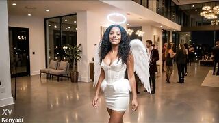 Ebony angel gets creampied by a hot stranger at a Halloween party ( AI Generated )