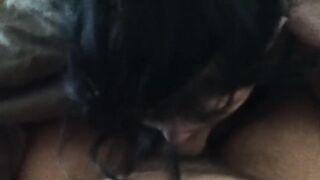 Real Homemade Wife Sucking Large Weenie with Cum on Her Face