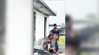 2 macho males screwing outdoor