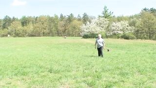 Lustful granddad catches a youthful angel masturbating alone