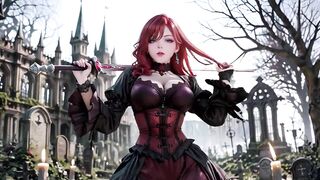 Redhead Gothic Muse: A Forbidden Rencounter in the Darksome Cemetery.