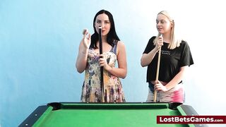 A Breasty Pair Playing Disrobe Billiards, Which Turns Nasty Quick