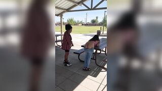 Mexican Angel gives her Ally a Drubbing Bending over the Table