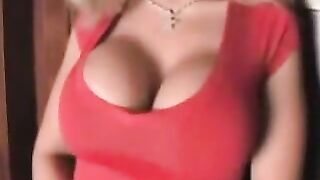 woman flexing large boobs