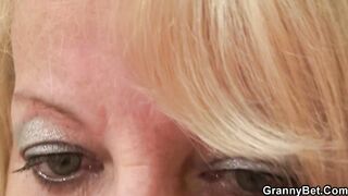GRANNYBET - Blond old granny rides youthful weenie