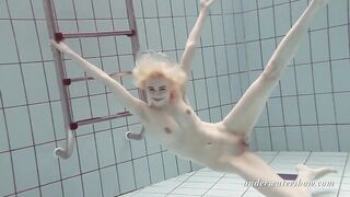 Golden-Haired honey Okuneva bald twat underwater swimming