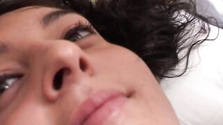 Teen brunette hair sucks and screws penis for hawt cumming