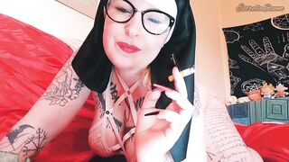 Nun angel gets concupiscent smokin' a cigar