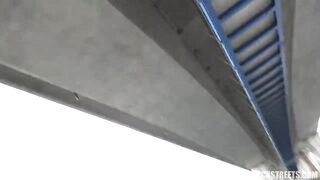 Flirty golden-haired stewardess got some money from a stranger to suck his shlong and get screwed