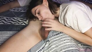 Teen Stepdaughter Gives a Pleasant Blow Job And Swallows All My Cum