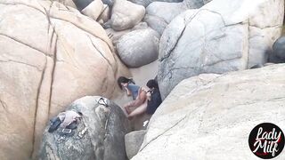 Amateur brunette hair is groaning during the time that getting her snatch licked by a stranger, on the beach