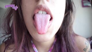 Groaning and showing my lengthy tongue